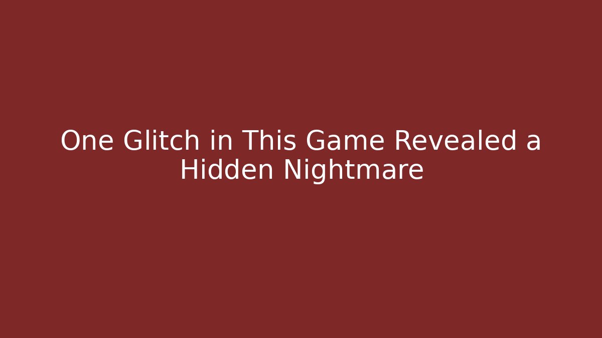 One Glitch in This Game Revealed a Hidden Nightmare - Critter Realm