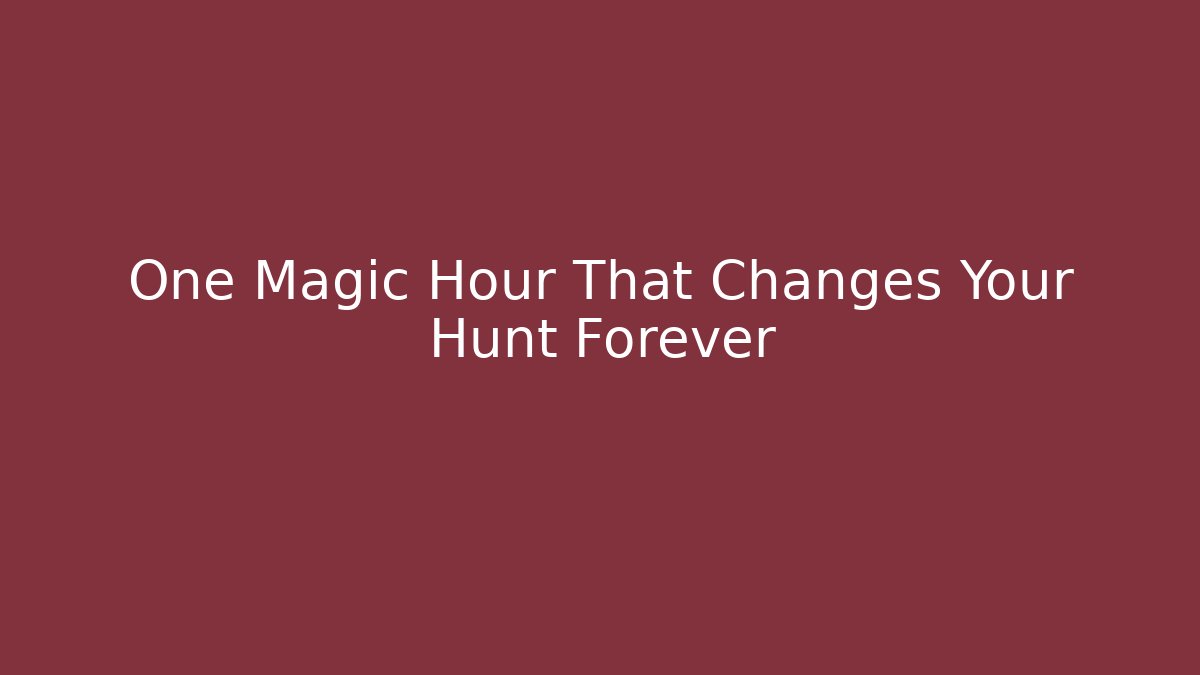 One Magic Hour That Changes Your Hunt Forever