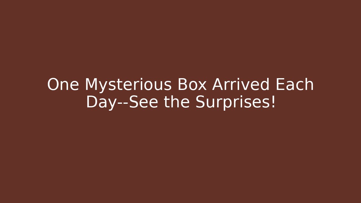 One Mysterious Box Arrived Each Day—See the Surprises!