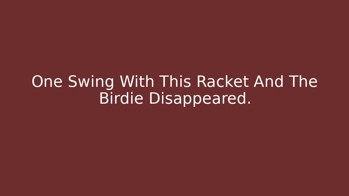 One Swing With This Racket And The Birdie Disappeared.