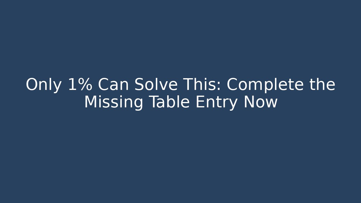 Only 1% Can Solve This: Complete the Missing Table Entry Now - Critter Realm