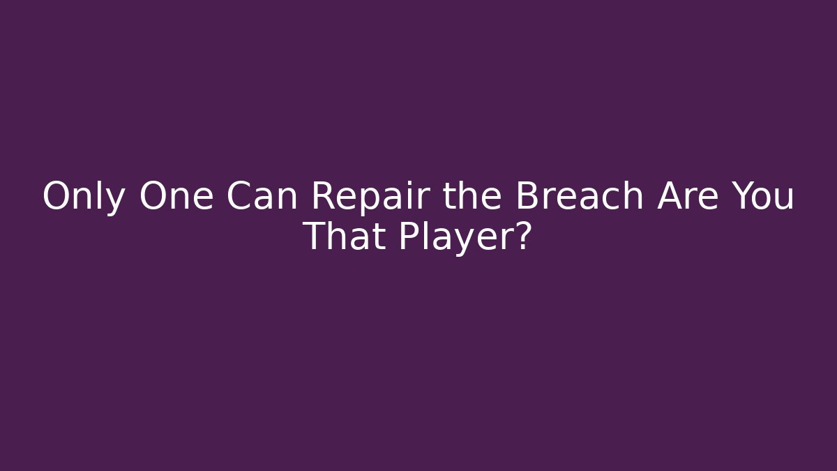 Only One Can Repair the Breach Are You That Player?