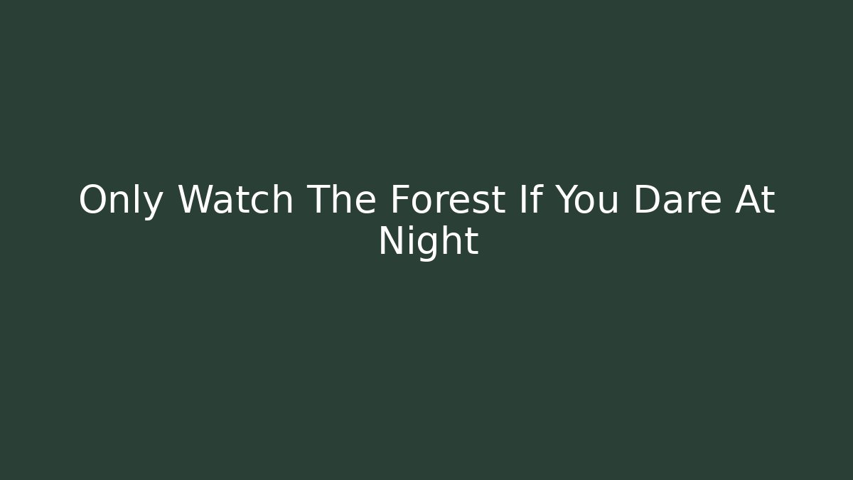 Only Watch The Forest If You Dare At Night