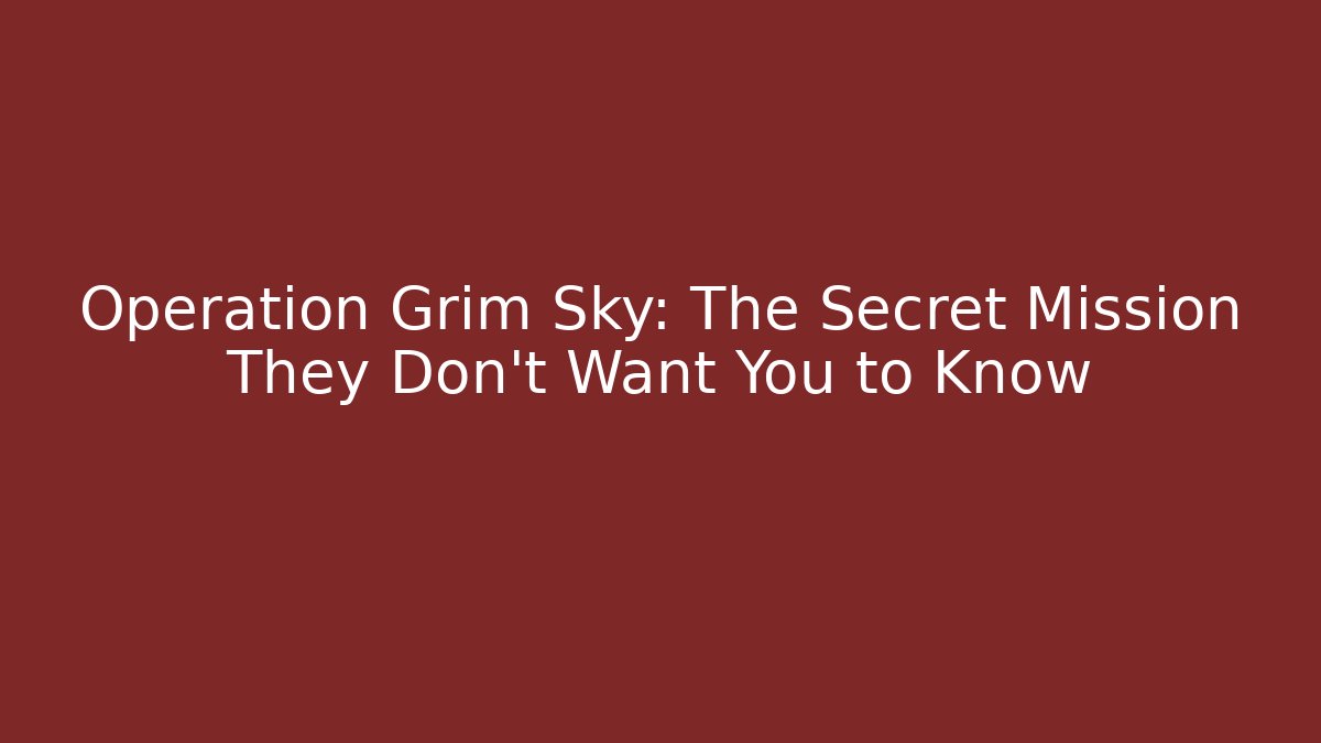 Operation Grim Sky: The Secret Mission They Don't Want You to Know