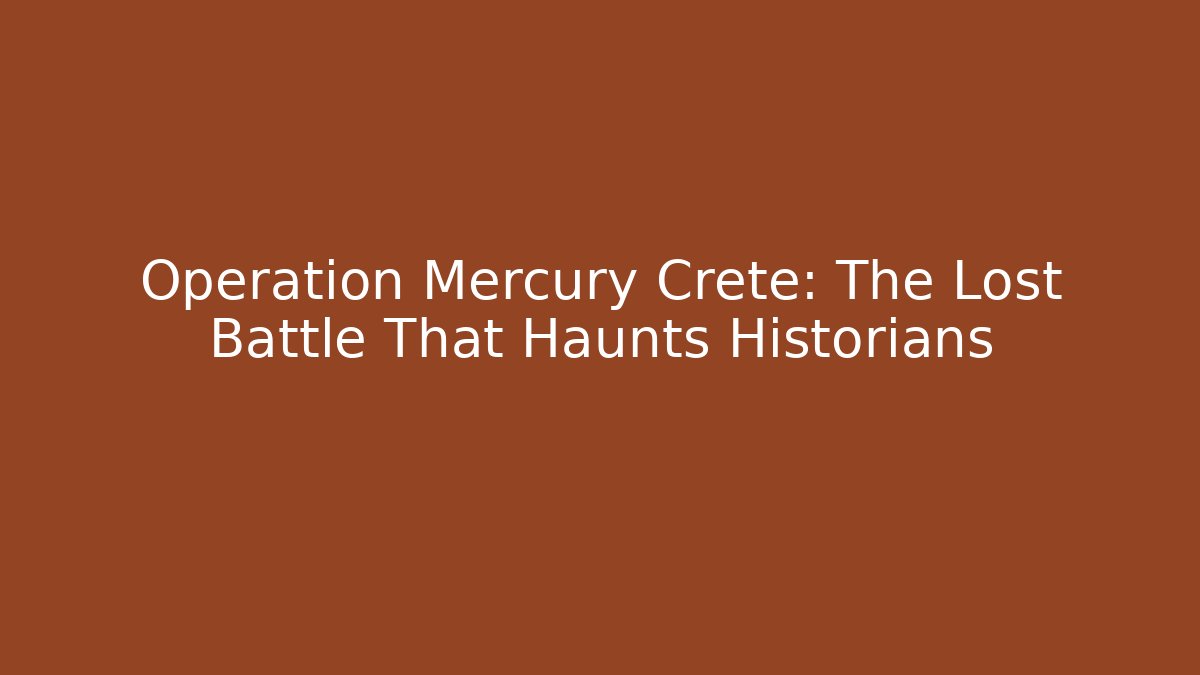 Operation Mercury Crete: The Lost Battle That Haunts Historians