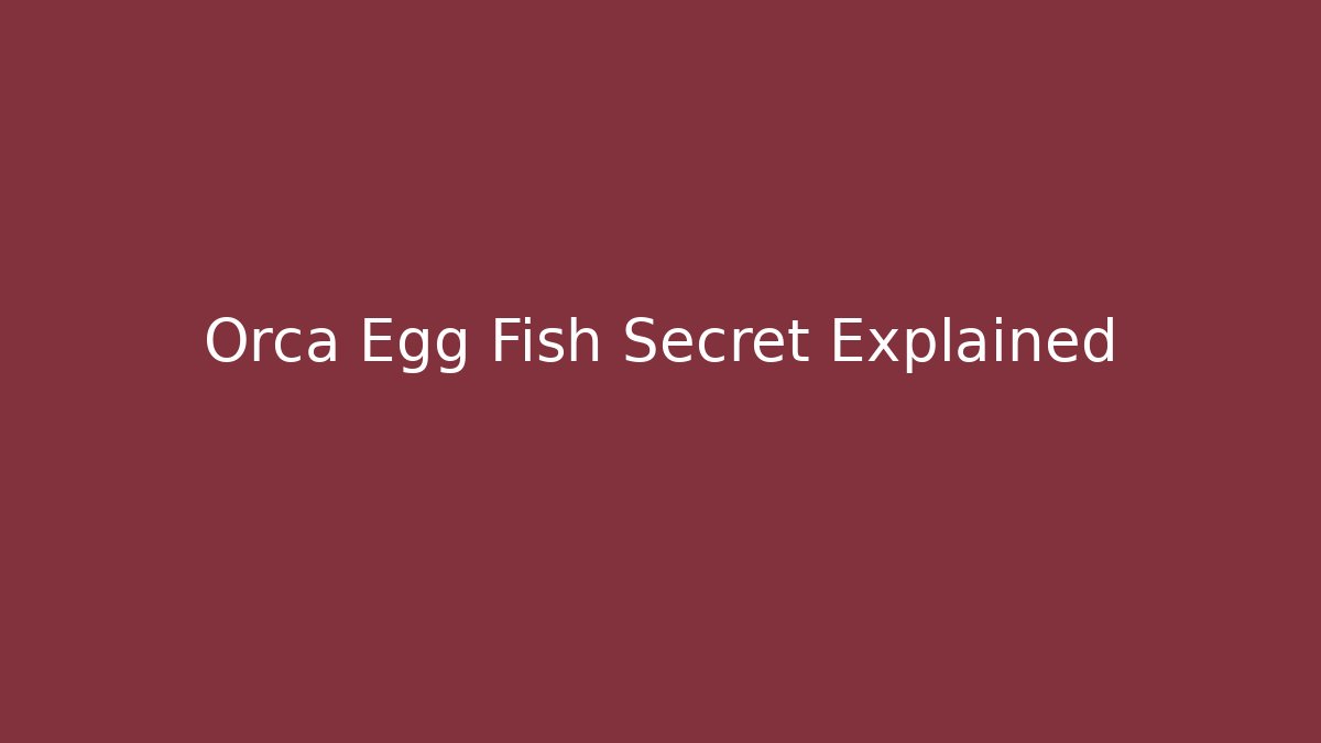 Orca Egg Fish Secret Explained