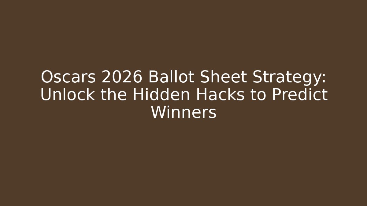 Oscars 2026 Ballot Sheet Strategy: Unlock the Hidden Hacks to Predict Winners - Critter Realm