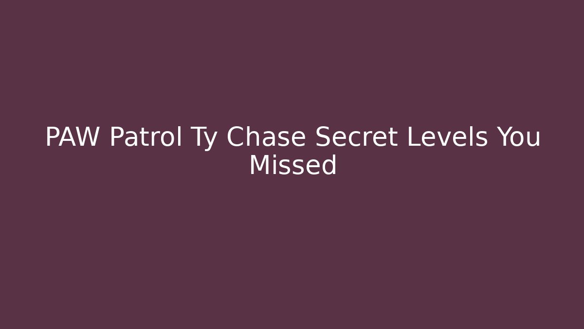 PAW Patrol Ty Chase Secret Levels You Missed