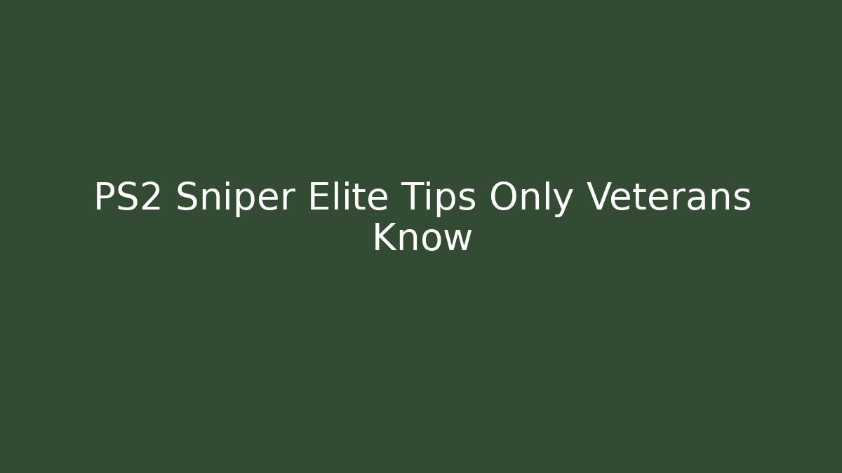 PS2 Sniper Elite Tips Only Veterans Know