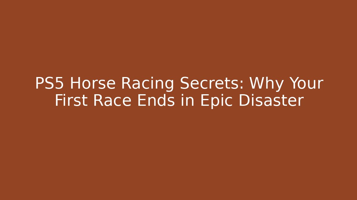 PS5 Horse Racing Secrets: Why Your First Race Ends in Epic Disaster