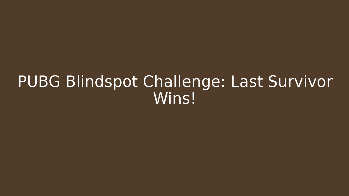 PUBG Blindspot Challenge: Last Survivor Wins!