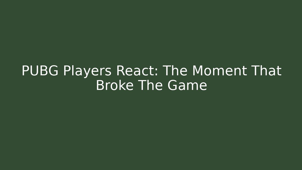 PUBG Players React: The Moment That Broke The Game - Critter Realm