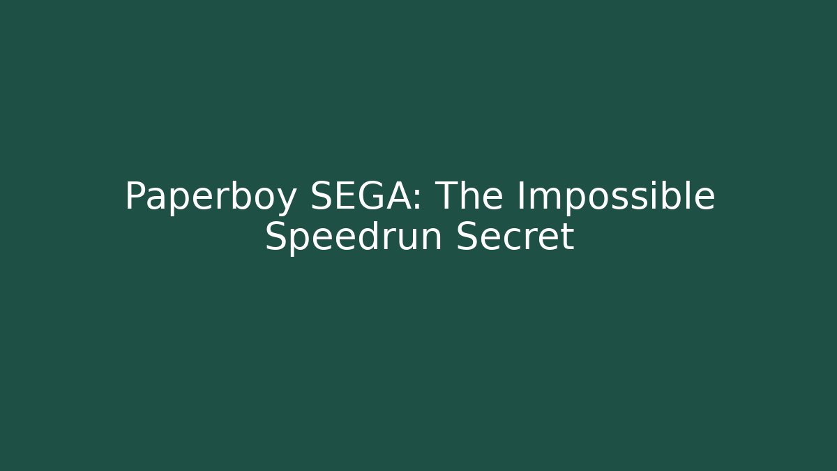 Paperboy SEGA: The Impossible Speedrun Secret - Critter Realm