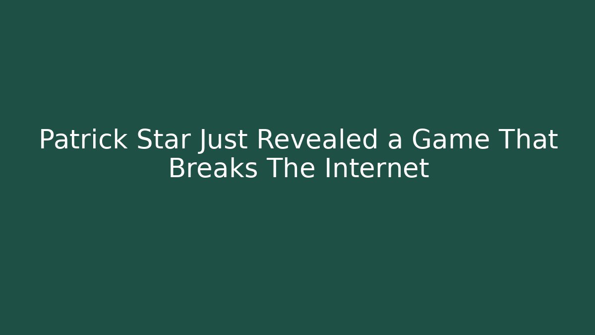Patrick Star Just Revealed a Game That Breaks The Internet - Critter Realm