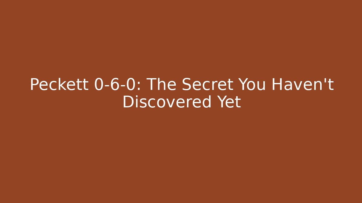 Peckett 0-6-0: The Secret You Haven't Discovered Yet