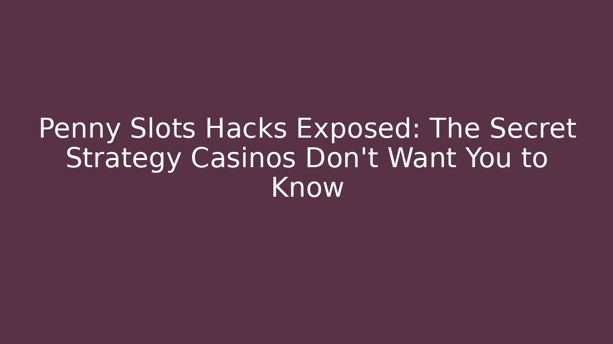 Penny Slots Hacks Exposed: The Secret Strategy Casinos Don't Want You to Know