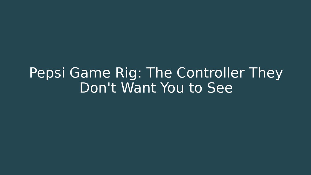 Pepsi Game Rig: The Controller They Don’t Want You to See