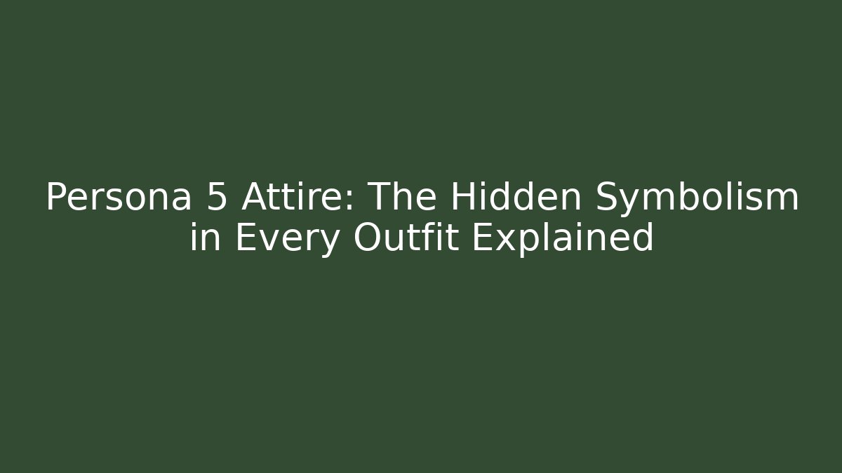 Persona 5 Attire: The Hidden Symbolism in Every Outfit Explained