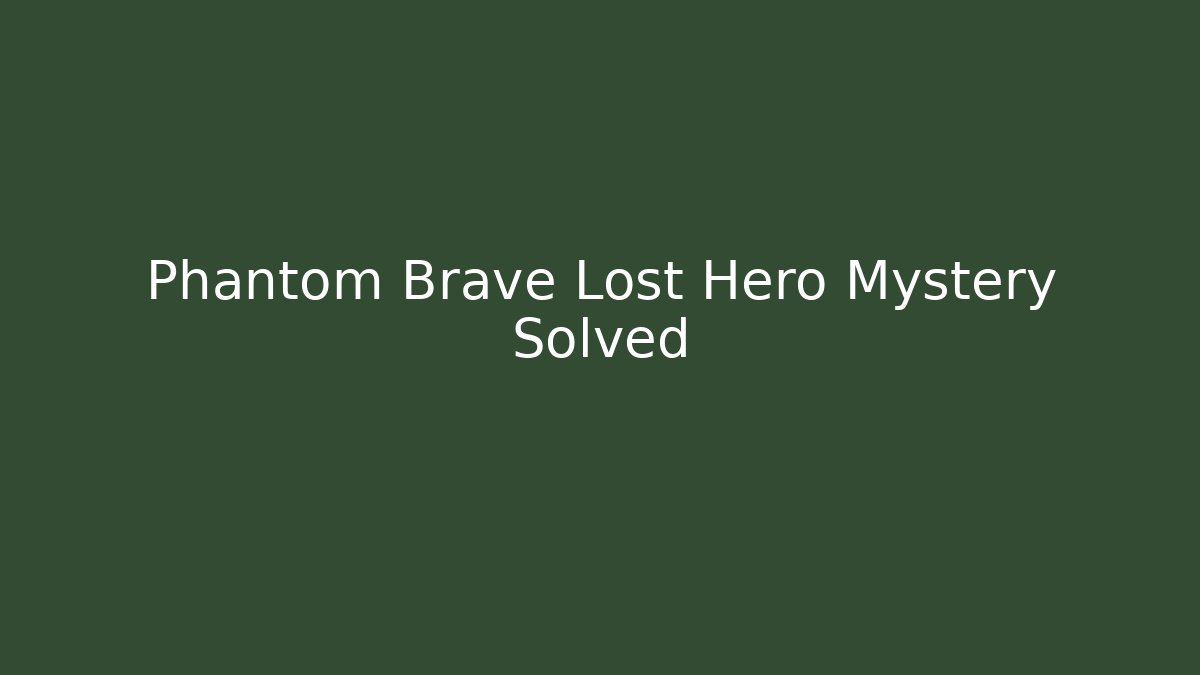 Phantom Brave Lost Hero Mystery Solved