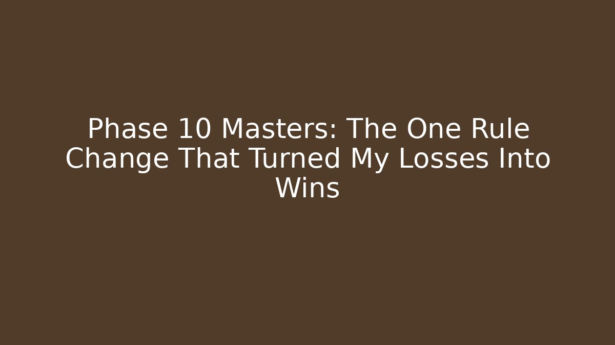 Phase 10 Masters: The One Rule Change That Turned My Losses Into Wins