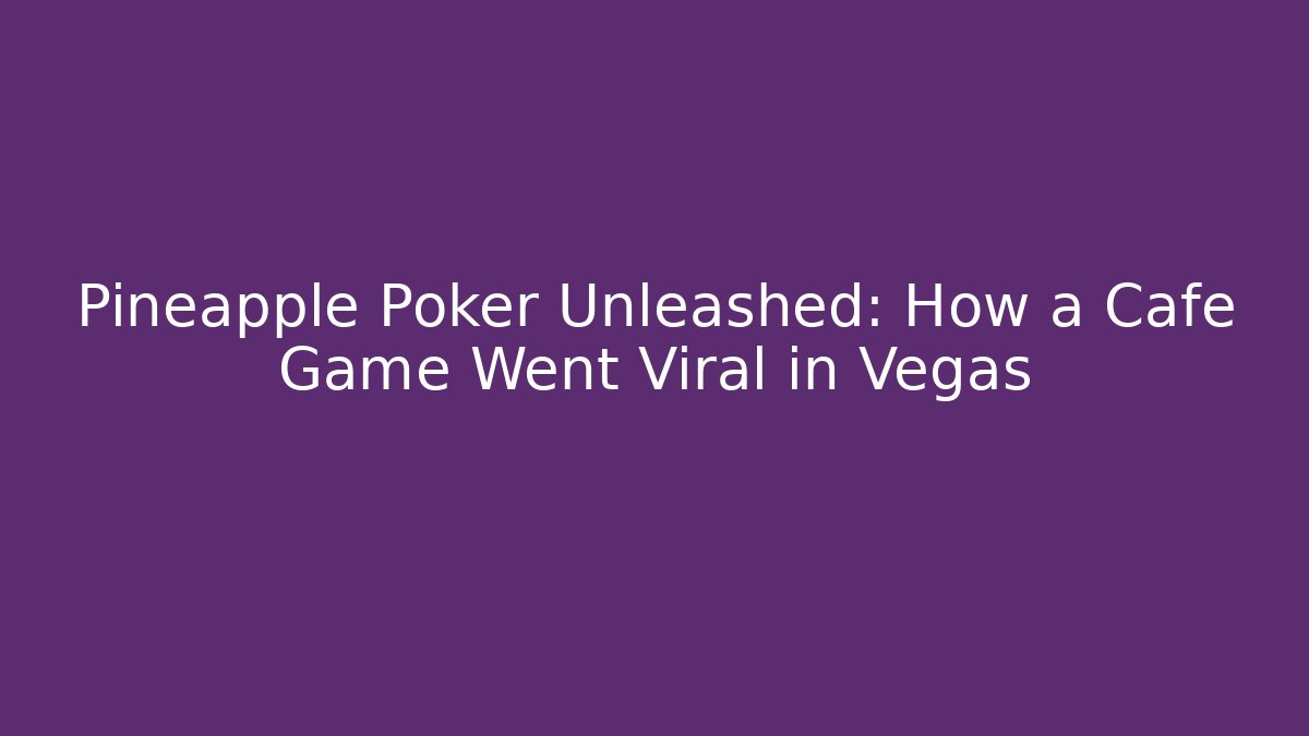 Pineapple Poker Unleashed: How a Cafe Game Went Viral in Vegas - Critter Realm