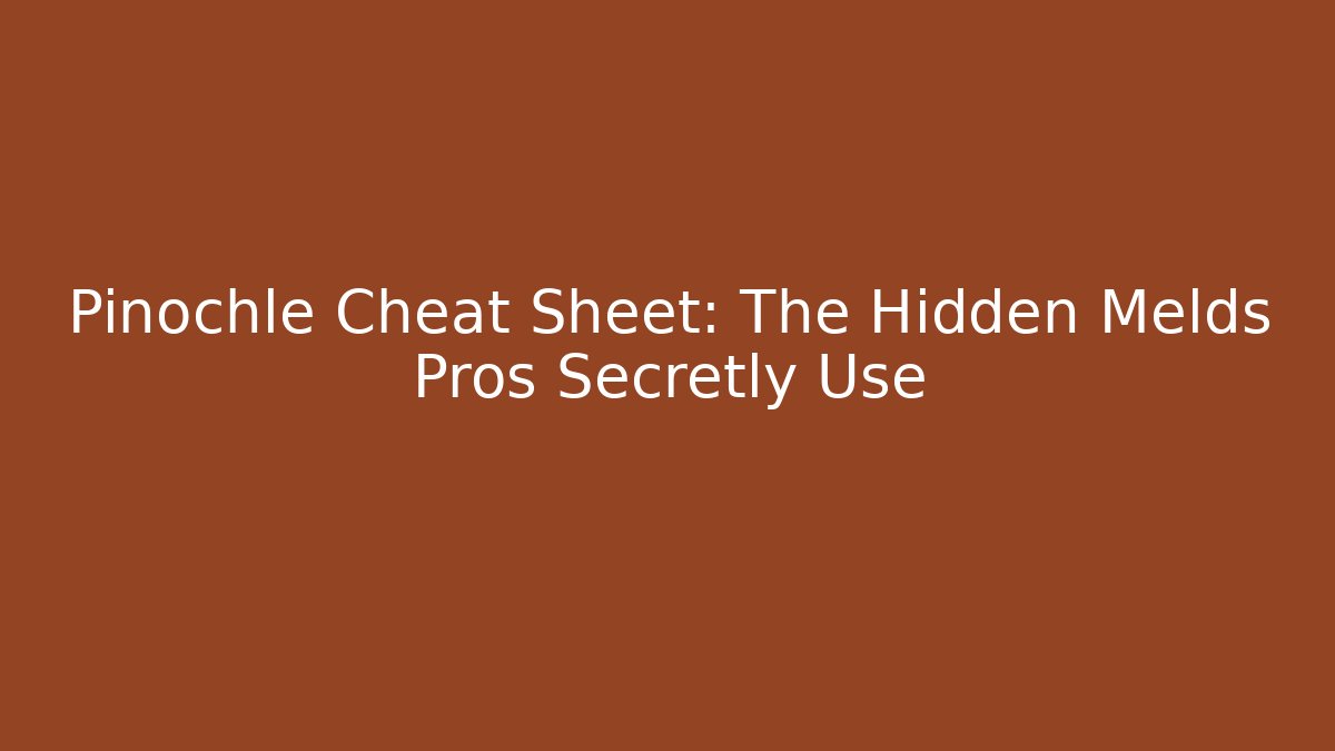 Pinochle Cheat Sheet: The Hidden Melds Pros Secretly Use
