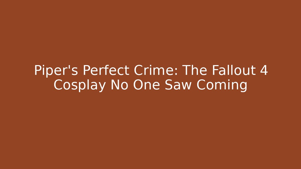 Piper's Perfect Crime: The Fallout 4 Cosplay No One Saw Coming