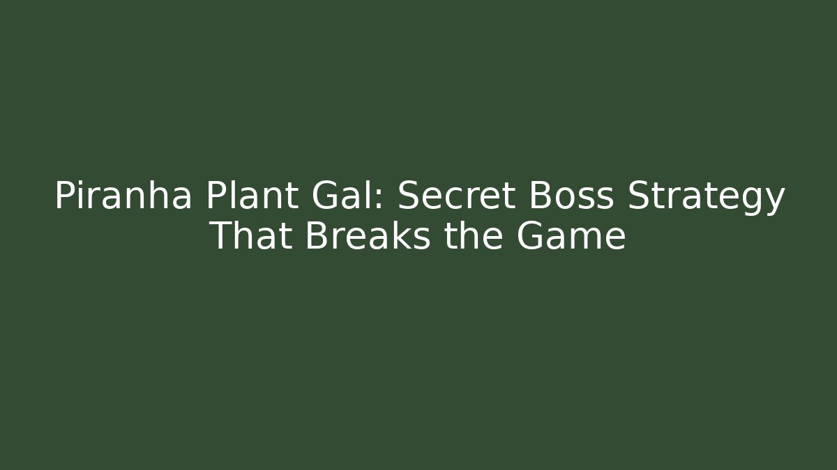 Piranha Plant Gal: Secret Boss Strategy That Breaks the Game