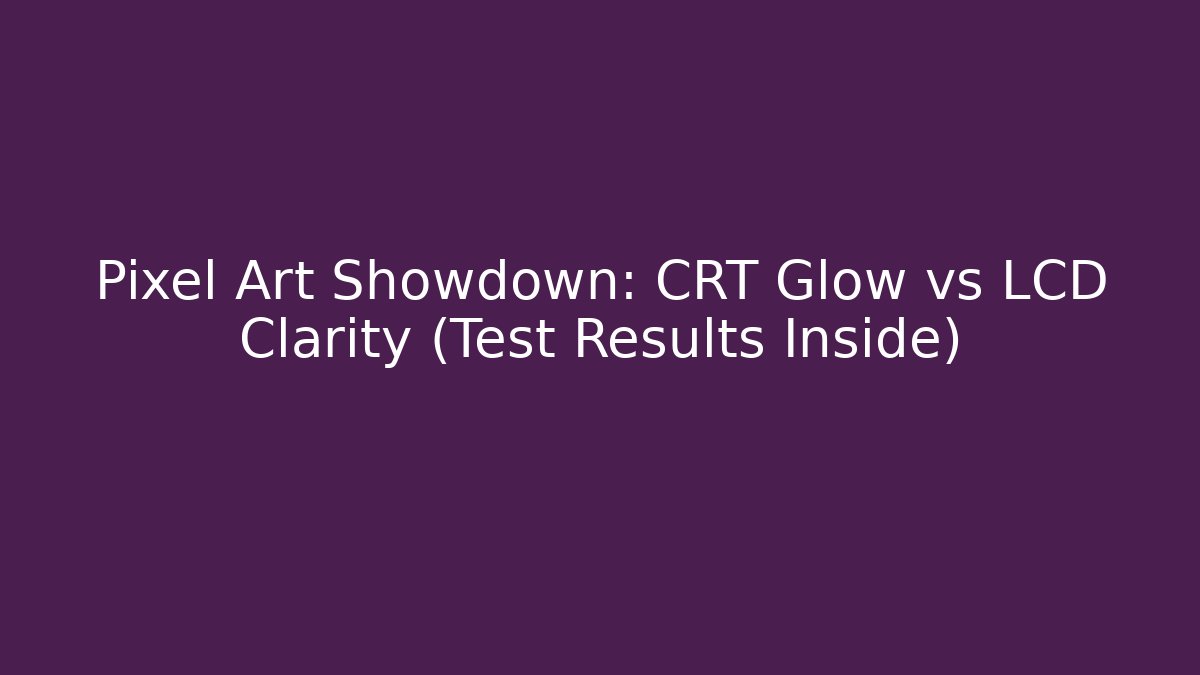 Pixel Art Showdown: CRT Glow vs LCD Clarity (Test Results Inside)
