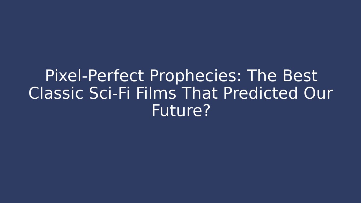 Pixel-Perfect Prophecies: The Best Classic Sci-Fi Films That Predicted Our Future?