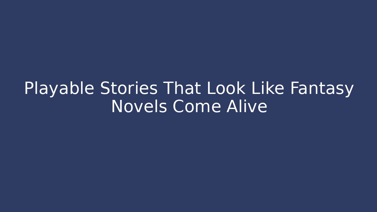 Playable Stories That Look Like Fantasy Novels Come Alive