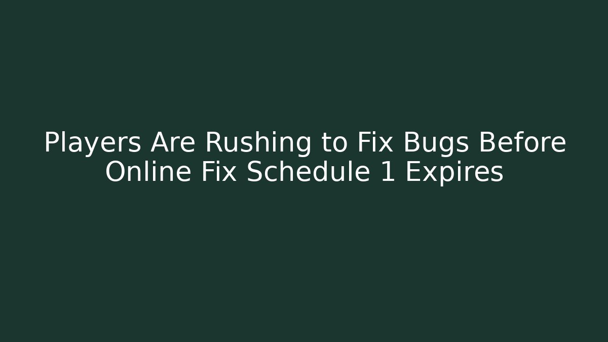 Players Are Rushing to Fix Bugs Before Online Fix Schedule 1 Expires