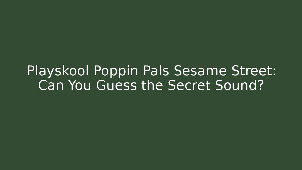 Playskool Poppin Pals Sesame Street: Can You Guess the Secret Sound?