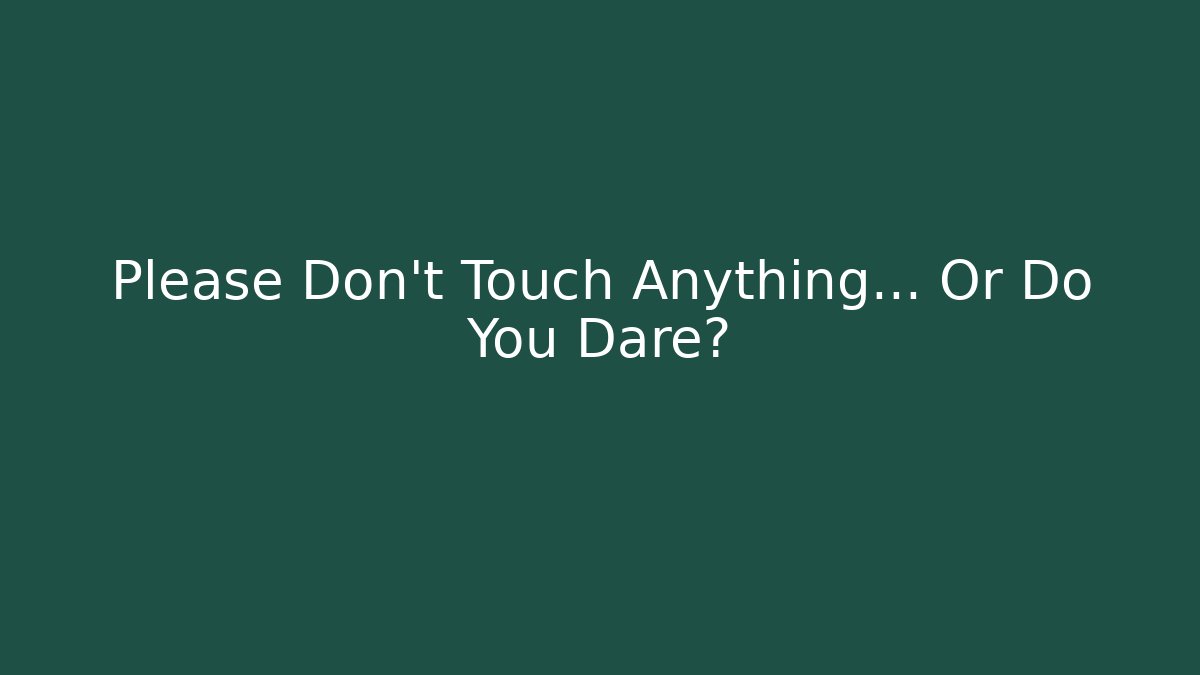 Please Don't Touch Anything... Or Do You Dare?