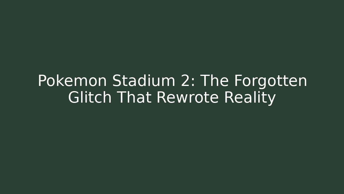 Pokémon Stadium 2: The Forgotten Glitch That Rewrote Reality - Critter Realm