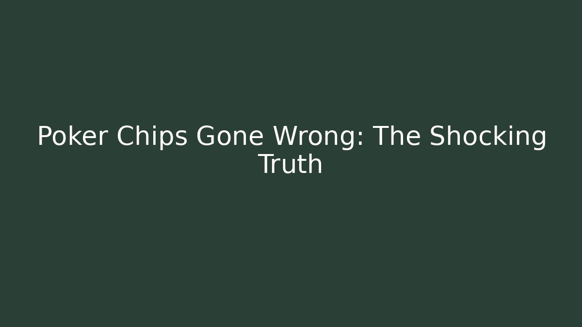 Poker Chips Gone Wrong: The Shocking Truth - Critter Realm