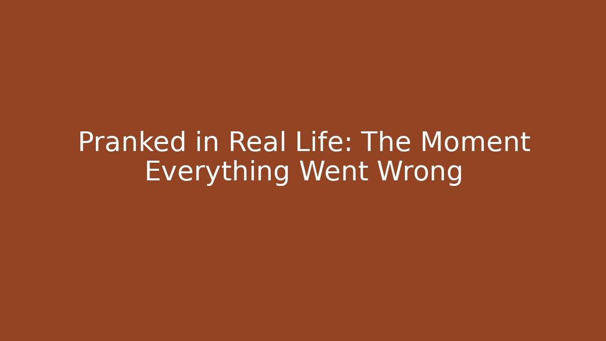 Pranked in Real Life: The Moment Everything Went Wrong