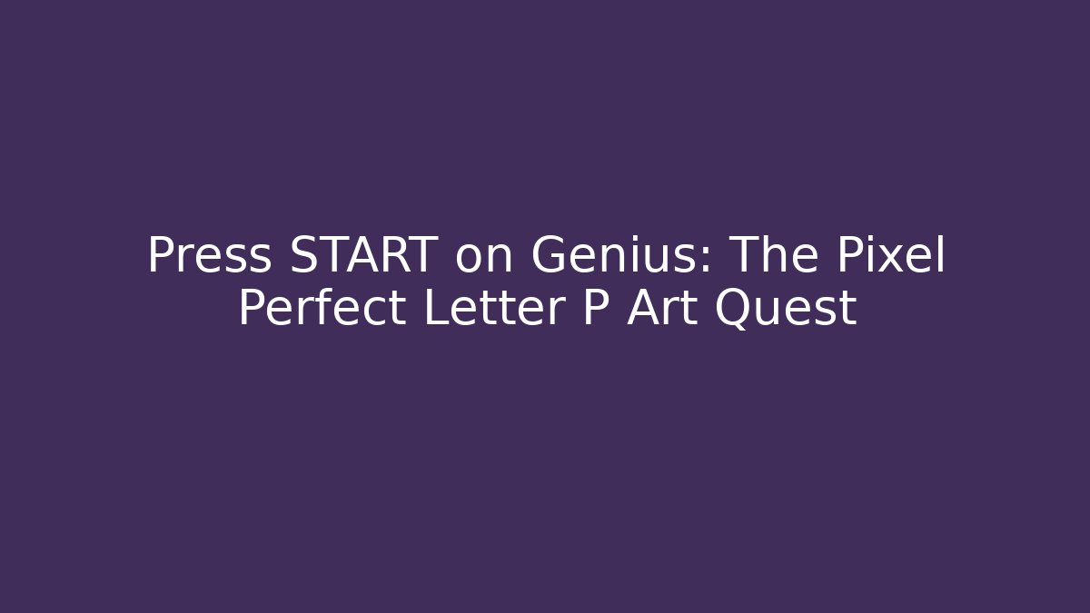 Press START on Genius: The Pixel Perfect Letter P Art Quest