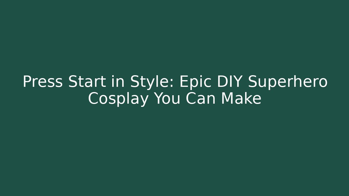 Press Start in Style: Epic DIY Superhero Cosplay You Can Make