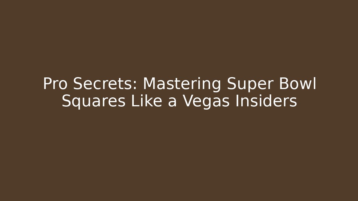 Pro Secrets: Mastering Super Bowl Squares Like a Vegas Insiders