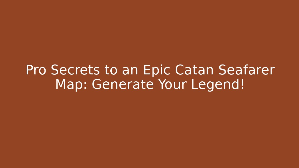 Pro Secrets to an Epic Catan Seafarer Map: Generate Your Legend!