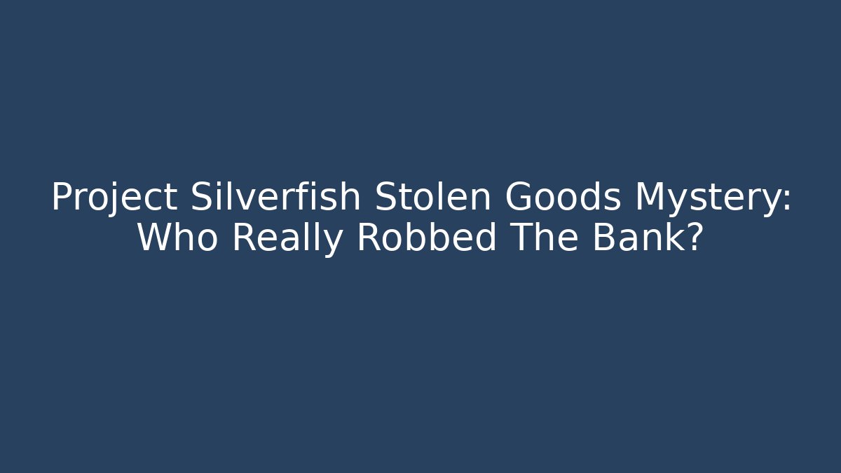 Project Silverfish Stolen Goods Mystery: Who Really Robbed The Bank?