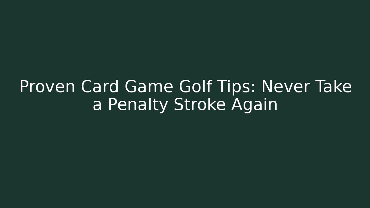 Proven Card Game Golf Tips: Never Take a Penalty Stroke Again