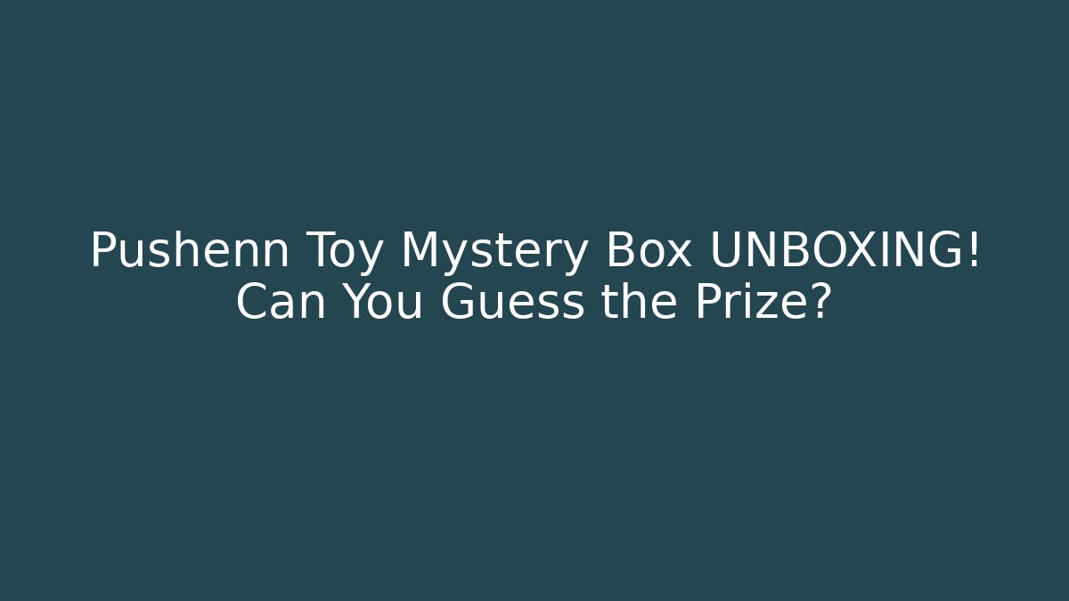 Pushenn Toy Mystery Box UNBOXING! Can You Guess the Prize?
