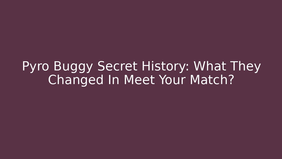 Pyro Buggy Secret History: What They Changed In Meet Your Match?