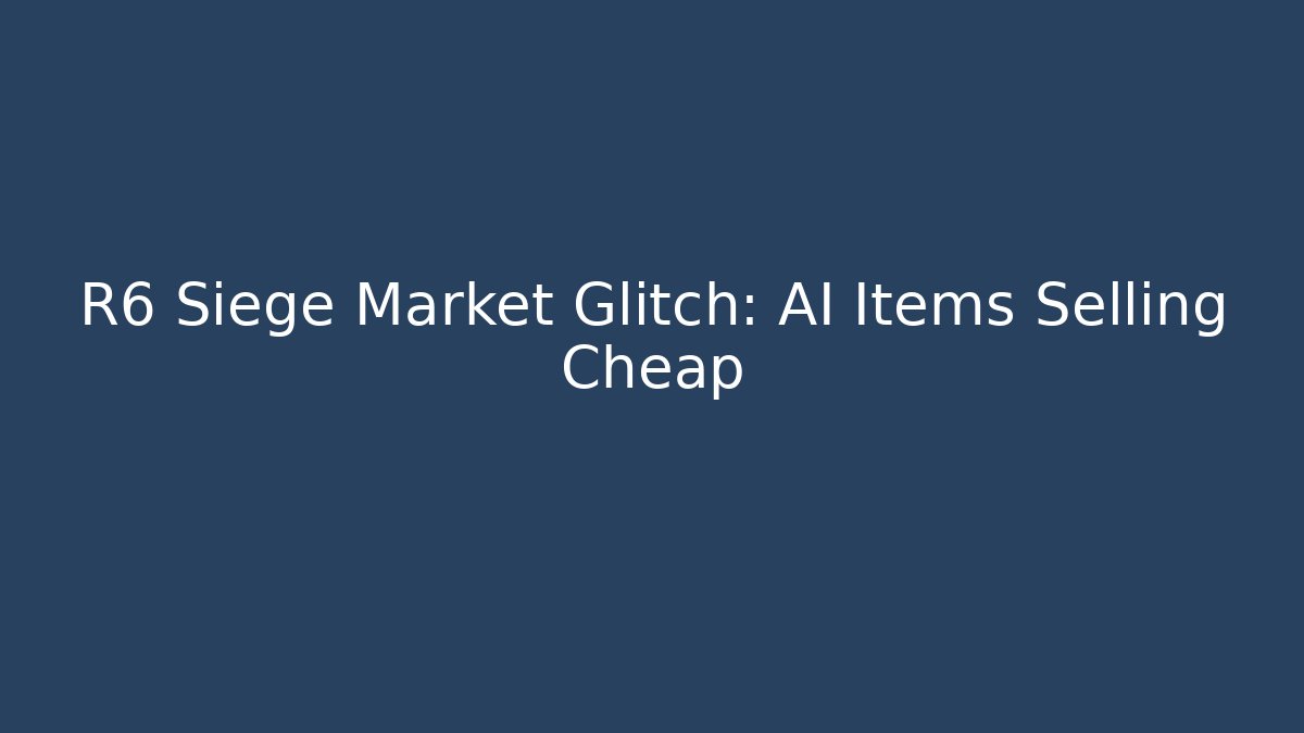 R6 Siege Market Glitch: AI Items Selling Cheap