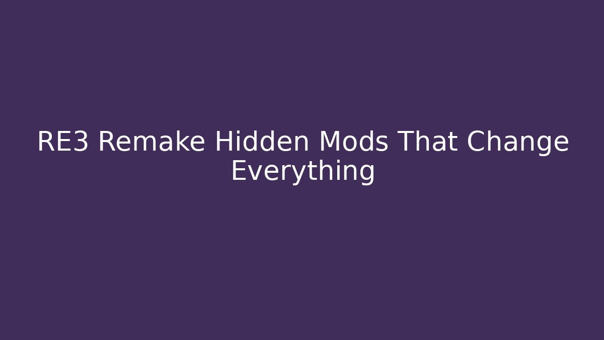RE3 Remake Hidden Mods That Change Everything - Critter Realm