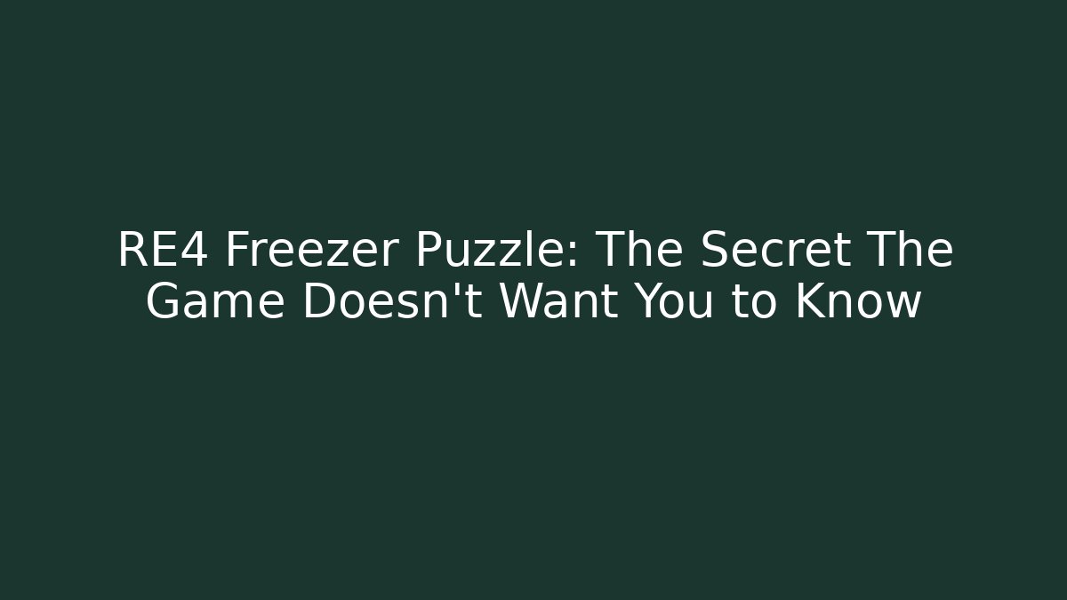RE4 Freezer Puzzle: The Secret The Game Doesn't Want You to Know