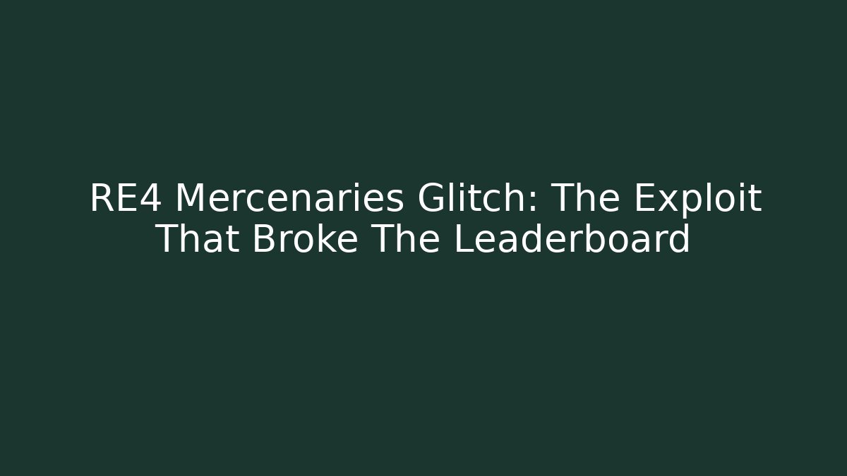 RE4 Mercenaries Glitch: The Exploit That Broke The Leaderboard