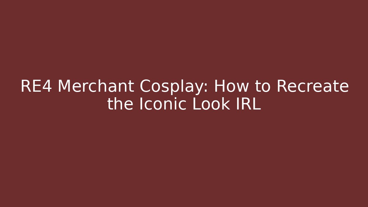 RE4 Merchant Cosplay: How to Recreate the Iconic Look IRL